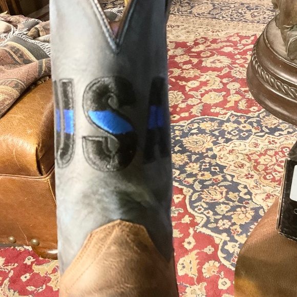 Dan Post Women's Thin Blue Line Leather Boots 8.5 NEW IN BOX Flag Patch Cowboy - Picture 12 of 12